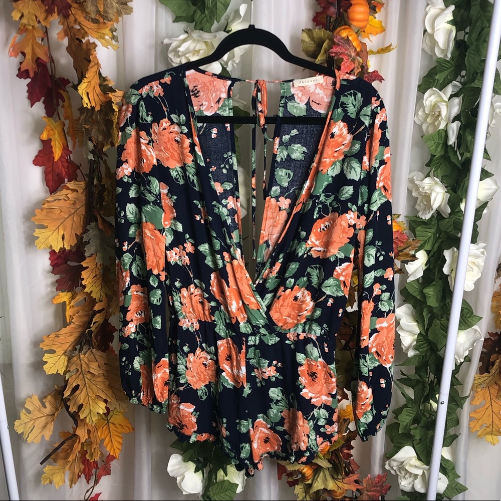 Phanuel Flowered Long Sleeve Romper